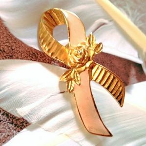 5/$20 Pink ribbon cancer awareness Rose pin brooch